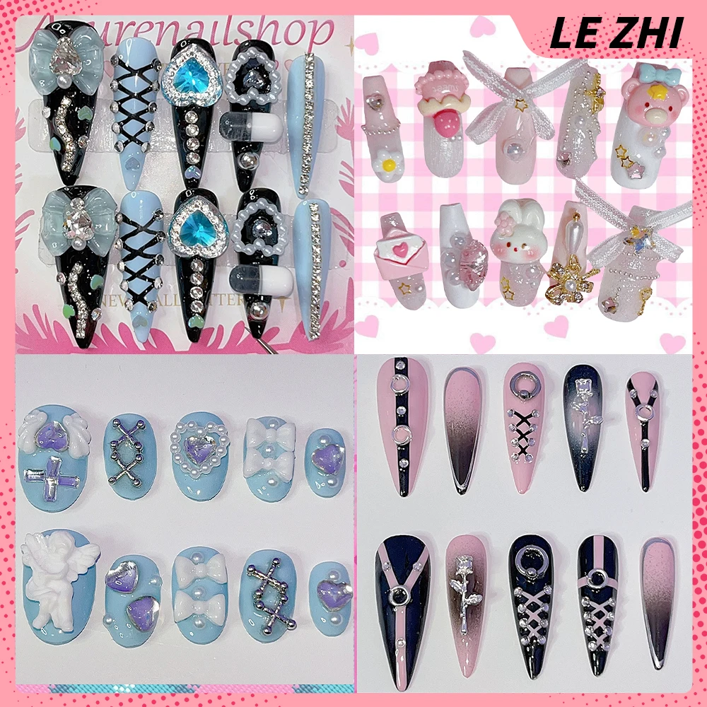 10Pcs Sweet Cool Handmade Long Almond Full Cover Nails Cartoon Rabbit Bear Rhinestone Pearl Flower Bowknot Press On Nails
10Pcs Sweet Cool Handmade Long Almond Full Cover Nails Cartoon Rabbit Bear Rhinestone Pearl Flower Bowknot Press On Nails
