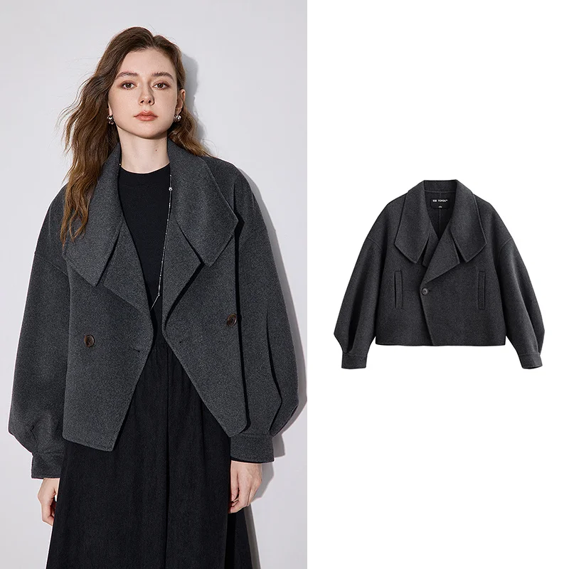 Women Double Sided Woolen Coat 2025 Autumn and Winter New Lapel Collar Lantern Sleeve One Button Short Style Jacket Coat
Women Double Sided Woolen Coat 2025 Autumn and Winter New Lapel Collar Lantern Sleeve One Button Short Style Jacket Coat