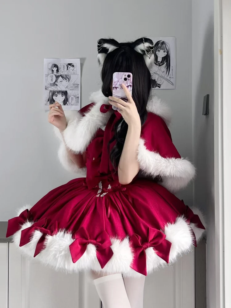 Зимняя мода, новый рождественский красный комплект из 2 предметов в стиле Лолиты, женский дизайн, элегантный милый костюм с бантом, женский милый наряд Хепберн, каваи
Зимняя мода, новый рождественский красный комплект из 2 предметов в стиле Лолиты, женский дизайн, элегантный милый костюм с бантом, женский милый наряд Хепберн, каваи