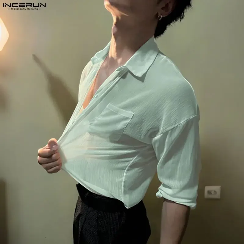 INCERUN Men Shirt Solid Lapel Long Sleeve See Through Men Clothing Streetwear 2026 Sexy Party Fashion Male Tops S-5XL Camisas
INCERUN Men Shirt Solid Lapel Long Sleeve See Through Men Clothing Streetwear 2026 Sexy Party Fashion Male Tops S-5XL Camisas