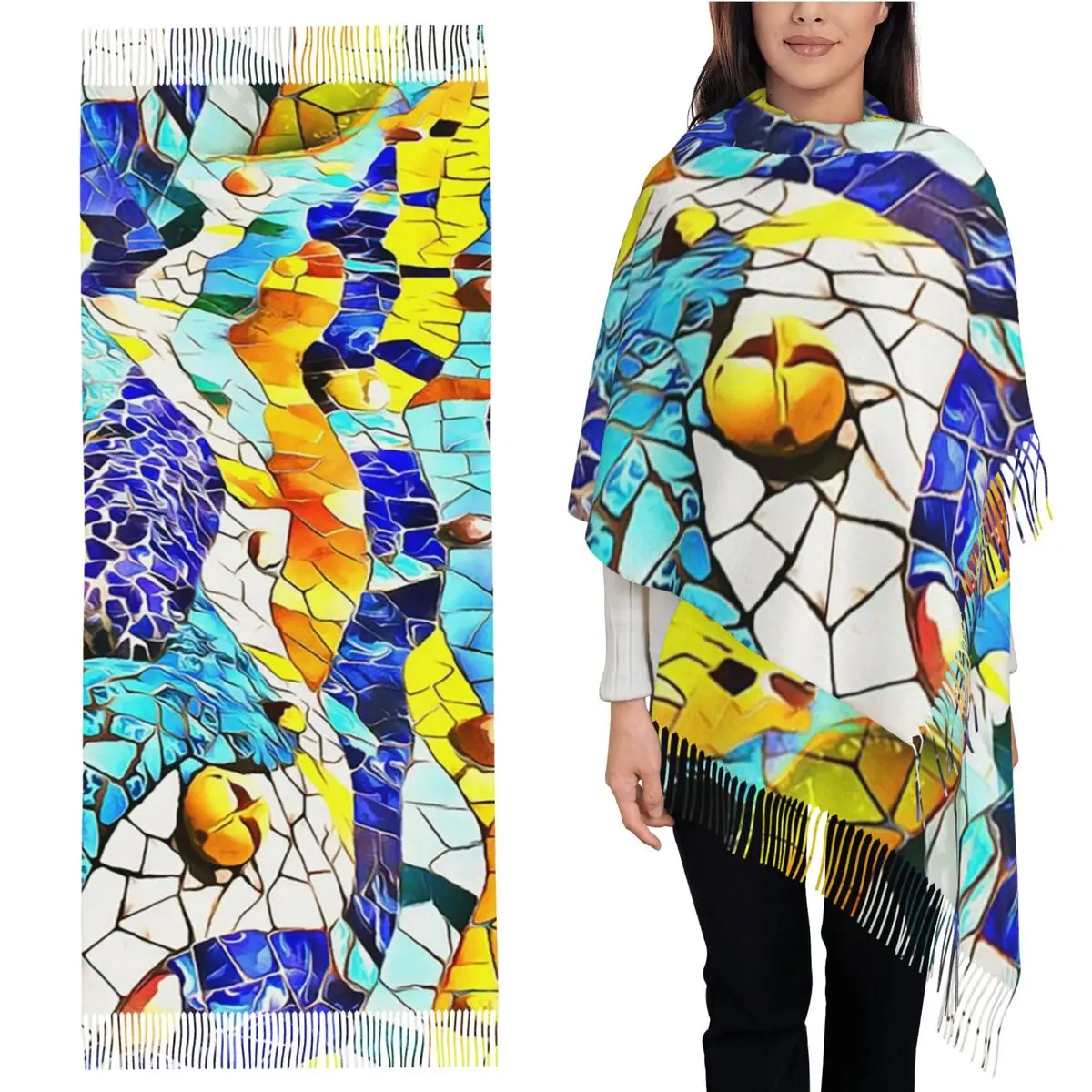 Gaudi Barselona мозаичный шарф с кисточками, женские мягкие теплые шали и накидки, большая осенне-зимняя шаль
Gaudi Barselona мозаичный шарф с кисточками, женские мягкие теплые шали и накидки, большая осенне-зимняя шаль