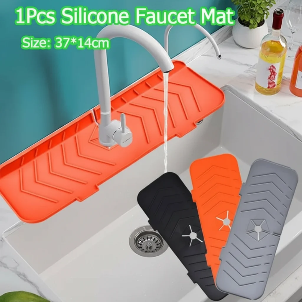 Silicone Faucet Mat Kitchen Drainage Pad Splash Guard Drying Mat Countertop Protection For Kitchen Bathroom
Silicone Faucet Mat Kitchen Drainage Pad Splash Guard Drying Mat Countertop Protection For Kitchen Bathroom