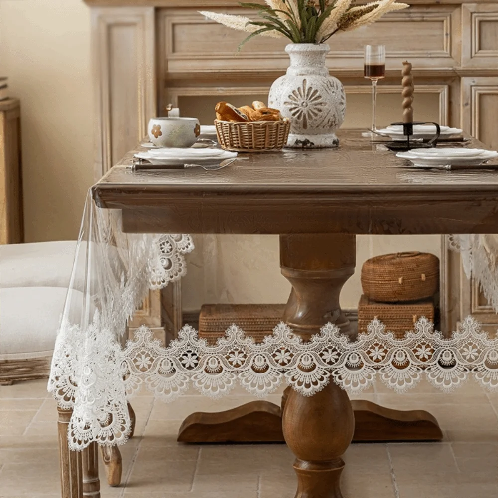 Luxurious Waterproof PVC Tablecloth Oil Proof Lace Embroidered Desk Mat European Style Transparent Table Runner Coffee Table
Luxurious Waterproof PVC Tablecloth Oil Proof Lace Embroidered Desk Mat European Style Transparent Table Runner Coffee Table