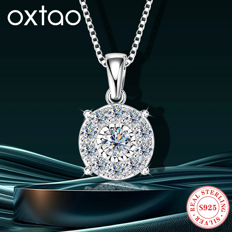 OXTAO 925 Silver Chain Necklace for Women with Certified 4.5mm&2.5mm D Moissanite Round Pendant Necklaces Wedding Fine Jewelry
OXTAO 925 Silver Chain Necklace for Women with Certified 4.5mm&2.5mm D Moissanite Round Pendant Necklaces Wedding Fine Jewelry