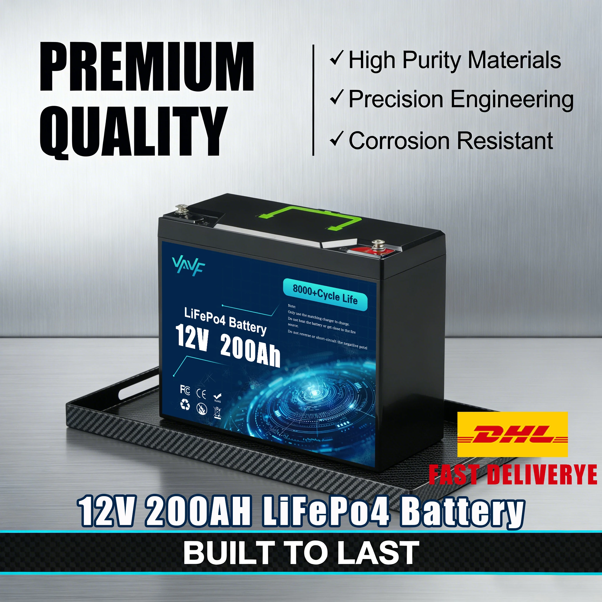 200000mAhAll-WeatherLiFePO4 Battery 12V 200Ah with Robust BMS,Designed for Fish Finder,UPS,solar,Marine and RV Use
200000mAhAll-WeatherLiFePO4 Battery 12V 200Ah with Robust BMS,Designed for Fish Finder,UPS,solar,Marine and RV Use