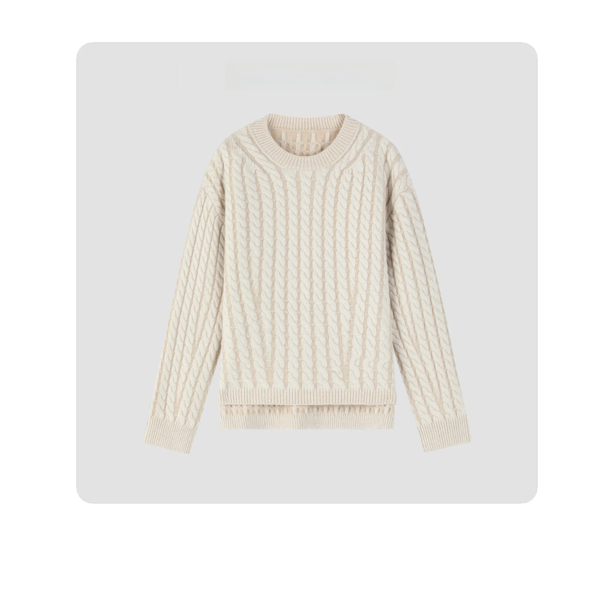 Hua Ji Yan Cappuccino Full Wool Side Split Bi-Color Twisted Sweater Warm Commute Sle Loose Fit ort Length Long Sve
Hua Ji Yan Cappuccino Full Wool Side Split Bi-Color Twisted Sweater Warm Commute Sle Loose Fit ort Length Long Sve