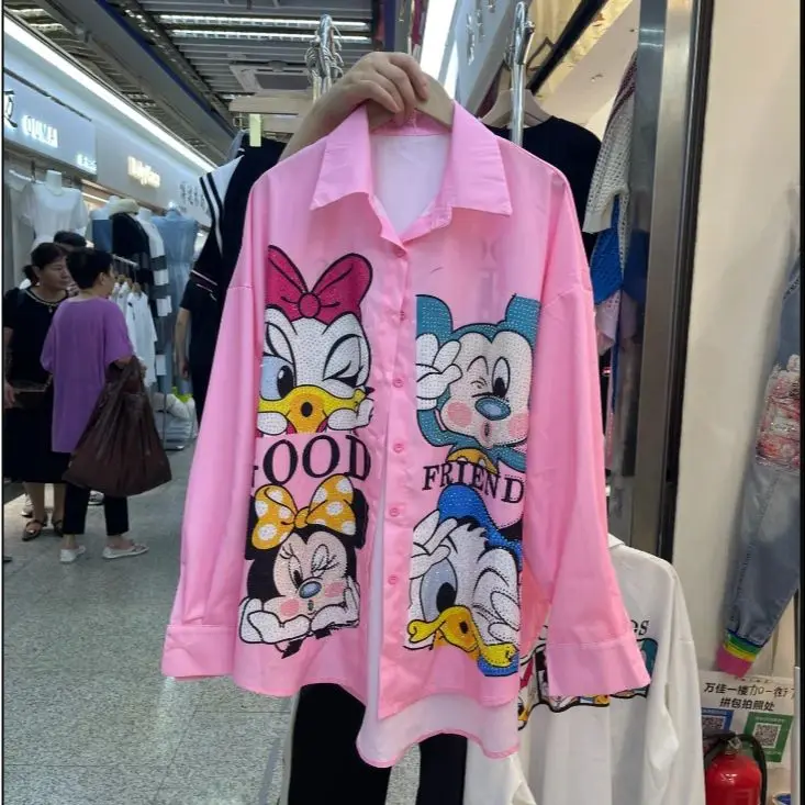 Trendy Hot Drilling Cartoon Printed Loose Cardigans Top Oversize Long Sleeve Shirts All-match Spring Autumn Sweet Women Blouses 
Trendy Hot Drilling Cartoon Printed Loose Cardigans Top Oversize Long Sleeve Shirts All-match Spring Autumn Sweet Women Blouses