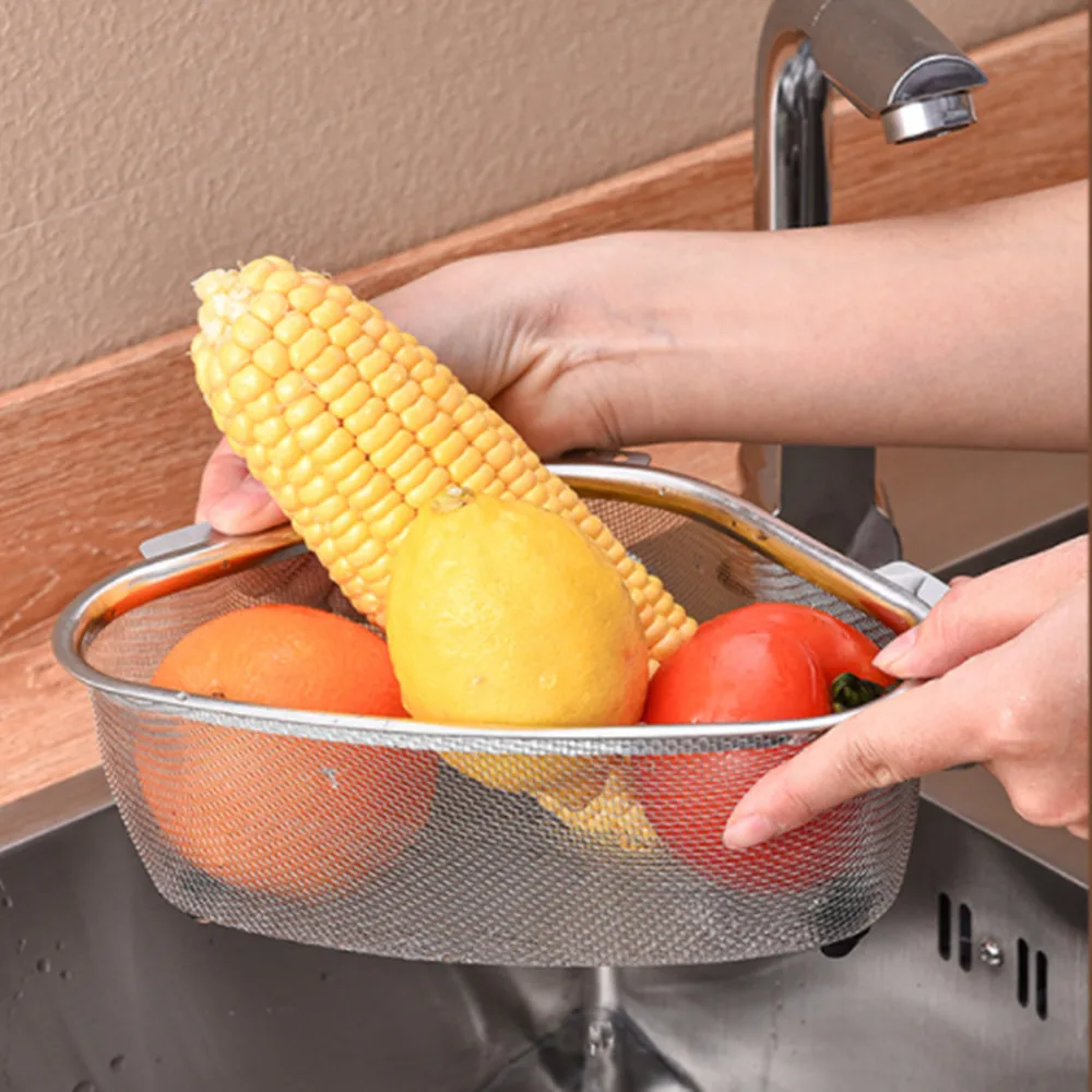 Kitchen Sink Drain Basket Stainless Steel Triangle Food Vegetables Peel Egg Filter Storage Organizer Kitchen Shelf Rack Drainier
Kitchen Sink Drain Basket Stainless Steel Triangle Food Vegetables Peel Egg Filter Storage Organizer Kitchen Shelf Rack Drainier