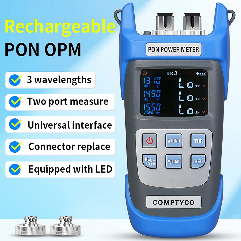COMPTYCO Rechargeable PON Optical Power Meter AUA-C330U/C330A PON OPM 1310nm/1490nm/1550nm ONT OLT Fiber Optic Testing Tool
COMPTYCO Rechargeable PON Optical Power Meter AUA-C330U/C330A PON OPM 1310nm/1490nm/1550nm ONT OLT Fiber Optic Testing Tool