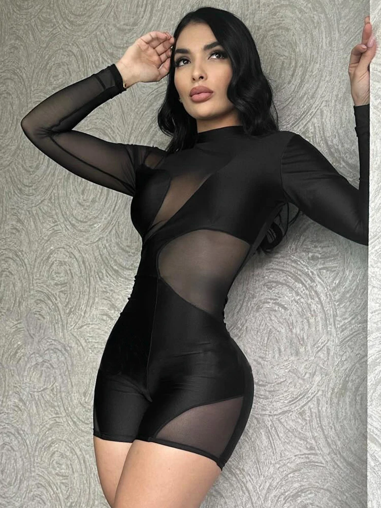 Nibber Mesh 2025 Spring Patchwork Romper Women Full Sleeve Fitness Playsuit Activity Casual Streetwear Workout Shorts Overalls
Nibber Mesh 2025 Spring Patchwork Romper Women Full Sleeve Fitness Playsuit Activity Casual Streetwear Workout Shorts Overalls