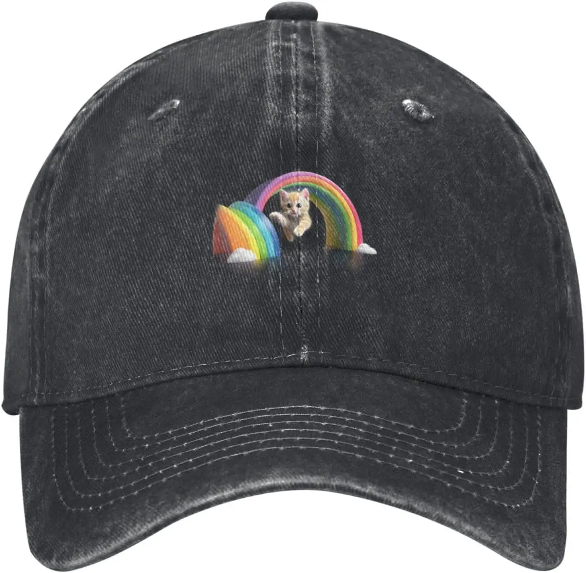 Black Rainbow Meets a cat Printed Washed Cowboy Baseball Cap for Adults - Stylish and Breathable Hat
Black Rainbow Meets a cat Printed Washed Cowboy Baseball Cap for Adults - Stylish and Breathable Hat