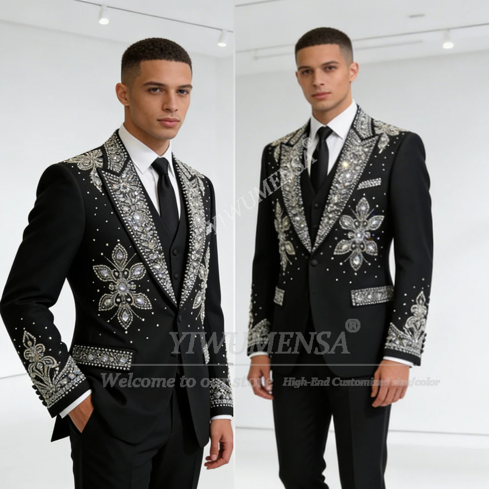 Luxury Beaded Crystals Suits Men Slim Fit Single Breasted Jacket Pants 2 Pieces Groom Banquet Wedding Tuxedos Man Dinner Outfits
Luxury Beaded Crystals Suits Men Slim Fit Single Breasted Jacket Pants 2 Pieces Groom Banquet Wedding Tuxedos Man Dinner Outfits