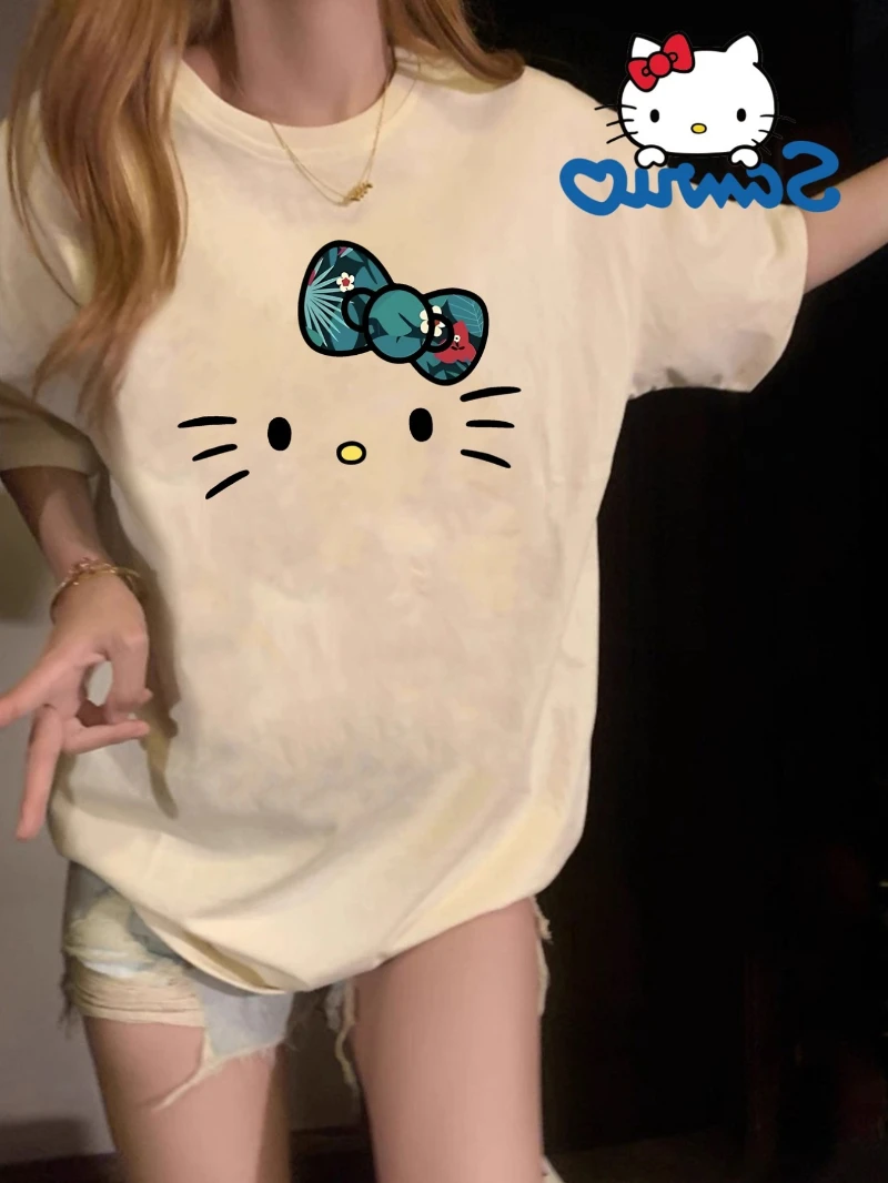 Sanrio Genuine Women's Casual Short Sleeved T-shirt, Hello Kitty Printed Short Sleeved, Loose Round Neck Top, Spring/summer Top
Sanrio Genuine Women's Casual Short Sleeved T-shirt, Hello Kitty Printed Short Sleeved, Loose Round Neck Top, Spring/summer Top