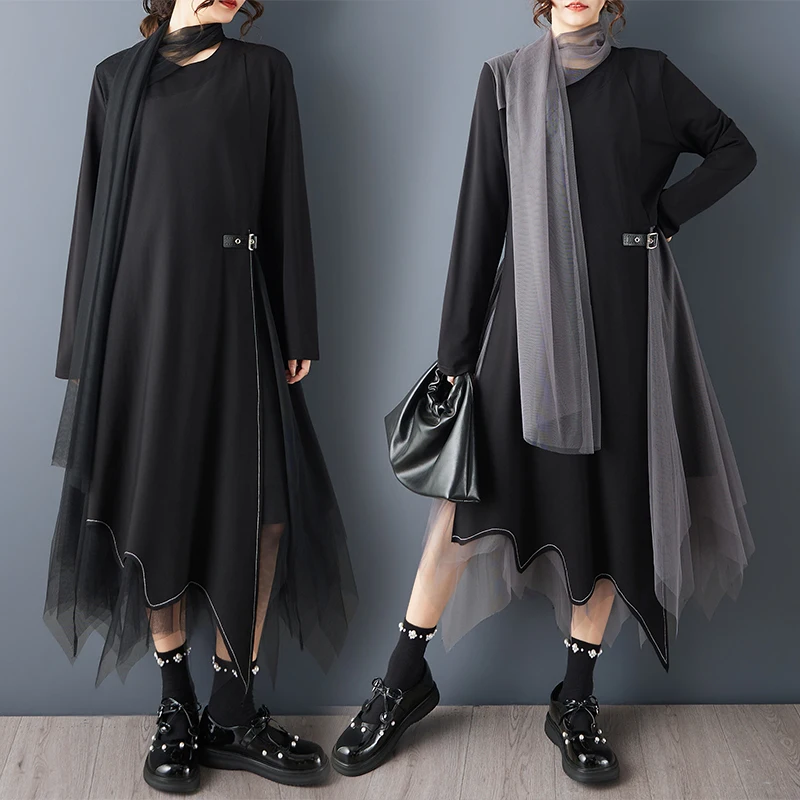 Spring Summer New Loose Dark Style Design Fashion Irregular Splicing Mesh Sash Elegance Dress Cotton Polyester Blend Long Sle...
Spring Summer New Loose Dark Style Design Fashion Irregular Splicing Mesh Sash Elegance Dress Cotton Polyester Blend Long Sle...
