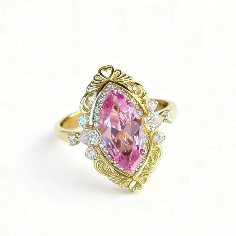 BELLUX Lab Grown Gemstone Ring 925 Silver Pink Sapphire Marquise Shaped Diamond Vintage Ring for Women
BELLUX Lab Grown Gemstone Ring 925 Silver Pink Sapphire Marquise Shaped Diamond Vintage Ring for Women
