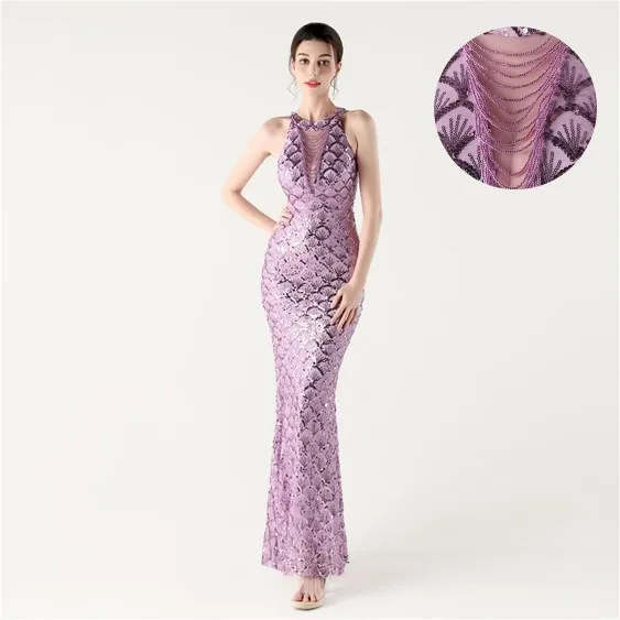 Prom Dress Women Party Long Elegant Party Mermaid Sequin Evening Dress Sheer Panel Lavender Maxi Dress Light Blue Black Halter
Prom Dress Women Party Long Elegant Party Mermaid Sequin Evening Dress Sheer Panel Lavender Maxi Dress Light Blue Black Halter