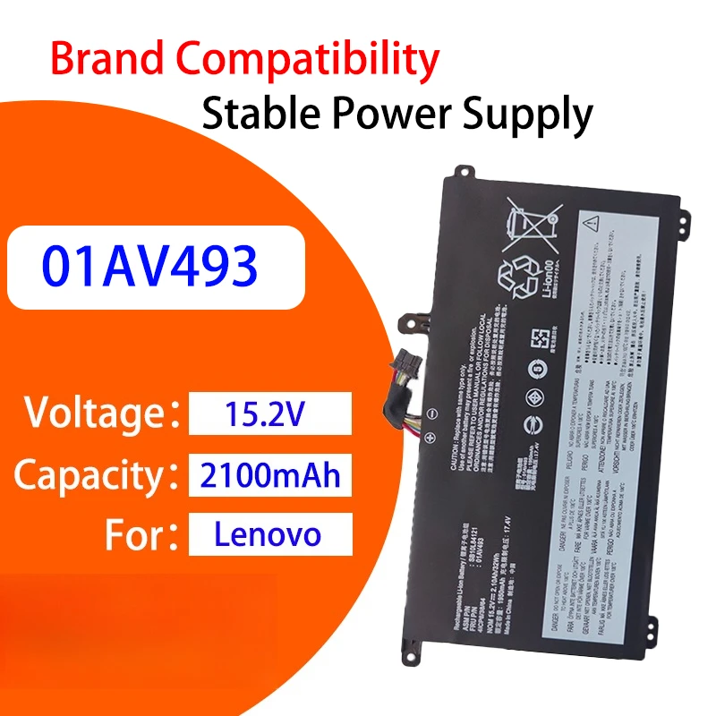 New Replacement Battery For Lenovo ThinkPad T570 T580 P51S P52S 01AV493 15.2V 2100mAh High Capacity Laptop Battery
New Replacement Battery For Lenovo ThinkPad T570 T580 P51S P52S 01AV493 15.2V 2100mAh High Capacity Laptop Battery