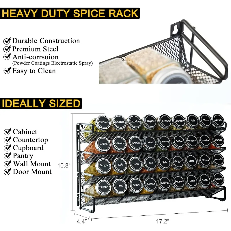 Spice Rack Organizer With 36 Spice Jars, 386 Spice Labels, Chalk Marker And Funnel Set For Cabinet, Countertop, Pantry,
Spice Rack Organizer With 36 Spice Jars, 386 Spice Labels, Chalk Marker And Funnel Set For Cabinet, Countertop, Pantry,