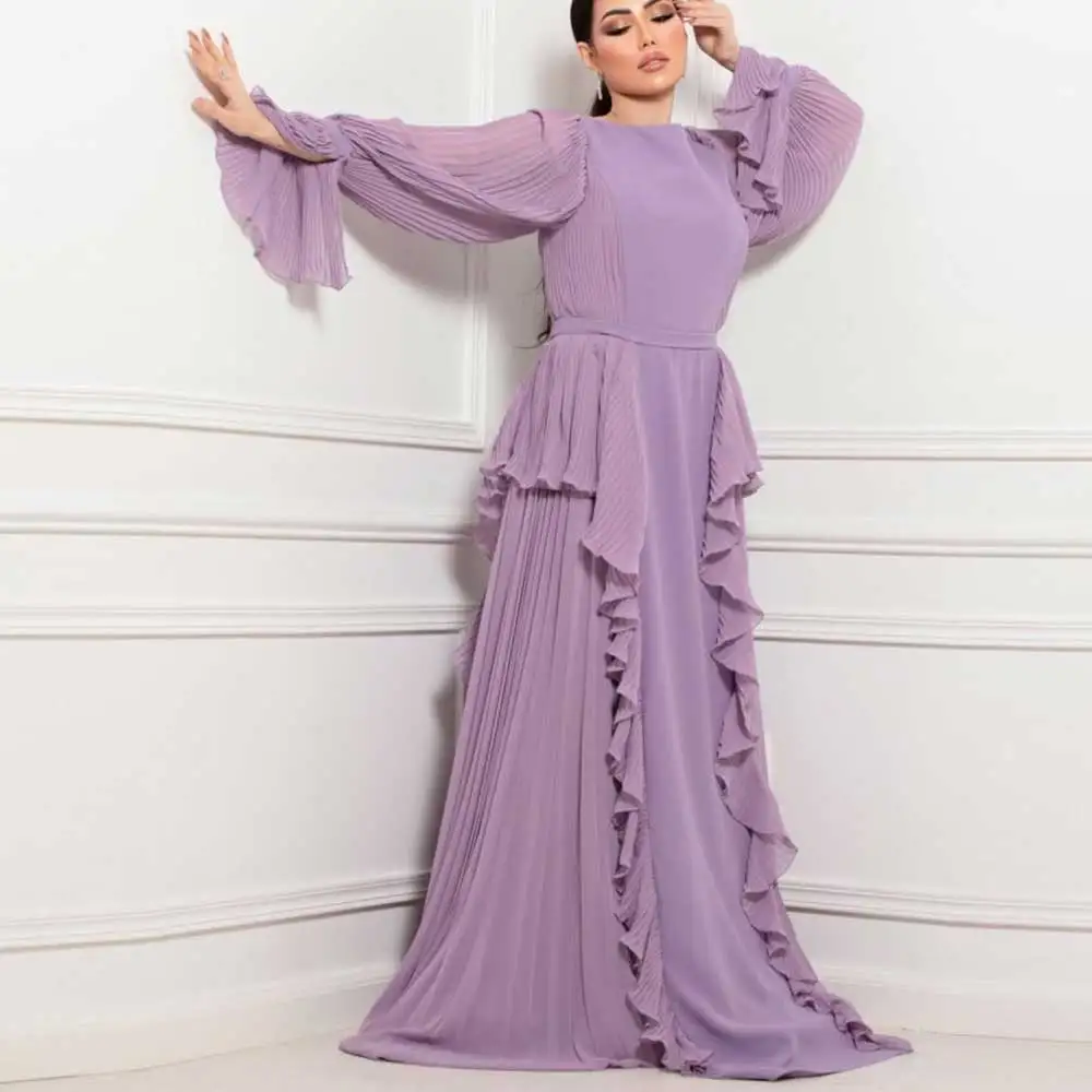 Customized Solid Color Chiffon Dubai Women's Evening Dress Crew-Neck Long Sleeved Prom Gown Pleated Ruffled Sheath Simple Party
Customized Solid Color Chiffon Dubai Women's Evening Dress Crew-Neck Long Sleeved Prom Gown Pleated Ruffled Sheath Simple Party