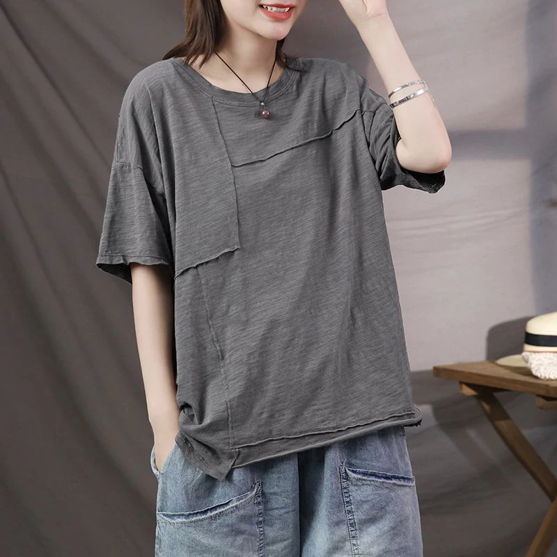 Women's Casual Loose Pure Cotton Short Sleeve T-Shirt Summer Thin Solid Patchwork Comfortable Plus Size Basic Tee Top for Female
Women's Casual Loose Pure Cotton Short Sleeve T-Shirt Summer Thin Solid Patchwork Comfortable Plus Size Basic Tee Top for Female