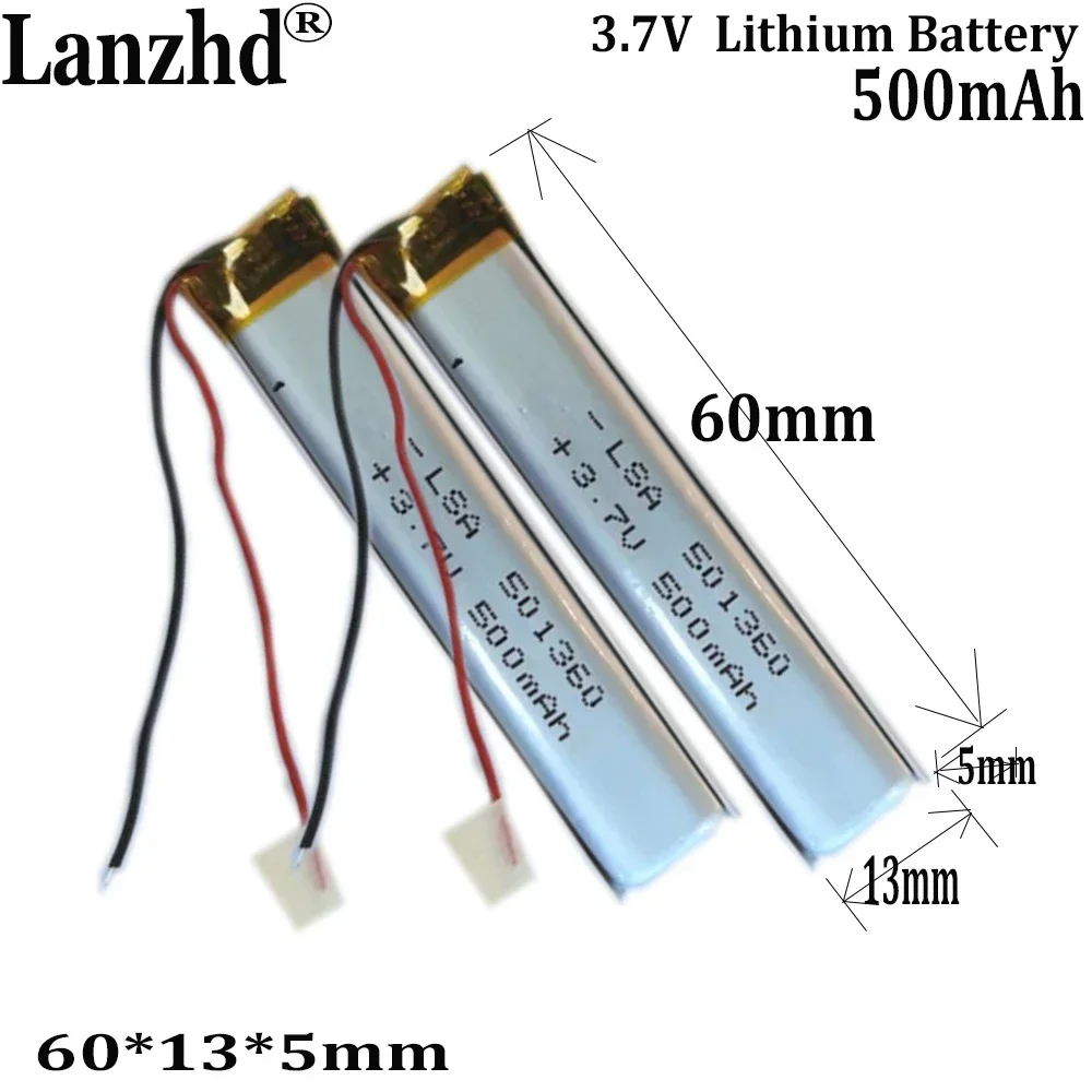 3.7V Polymer Lithium Battery 500mAh For Recording pen Laser pointer LED Light Bar Rechargeable Bluetooth 501360
3.7V Polymer Lithium Battery 500mAh For Recording pen Laser pointer LED Light Bar Rechargeable Bluetooth 501360