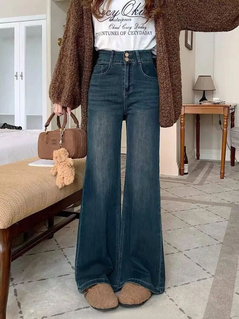 Fashionable High-Waisted Wide-Leg Denim Jeans Women's Loose Drapey Straight Cut Floor-Length Pants Double-Buckle Elastic Stre...
Fashionable High-Waisted Wide-Leg Denim Jeans Women's Loose Drapey Straight Cut Floor-Length Pants Double-Buckle Elastic Stre...