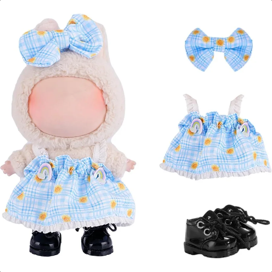 3Piece Clothes for 17cm Doll Clothes Set OutfitLight Blue Gingham Plaid Dr + Butterfly Clip + Versatile Black Glossy Shoesno Do
3Piece Clothes for 17cm Doll Clothes Set OutfitLight Blue Gingham Plaid Dr + Butterfly Clip + Versatile Black Glossy Shoesno Do