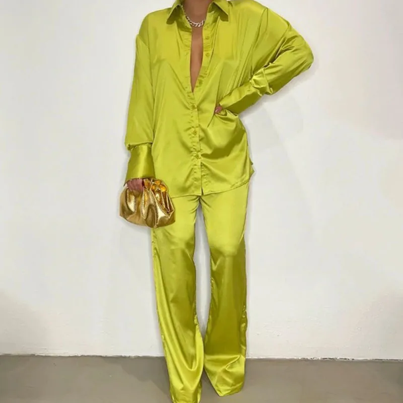 Streetwear Satin Women 2 Pieces Sets Long Sleeve Top Shirts and Wide Leg Pants Suits Elegant Loose Casual Matching Sets Outfits
Streetwear Satin Women 2 Pieces Sets Long Sleeve Top Shirts and Wide Leg Pants Suits Elegant Loose Casual Matching Sets Outfits