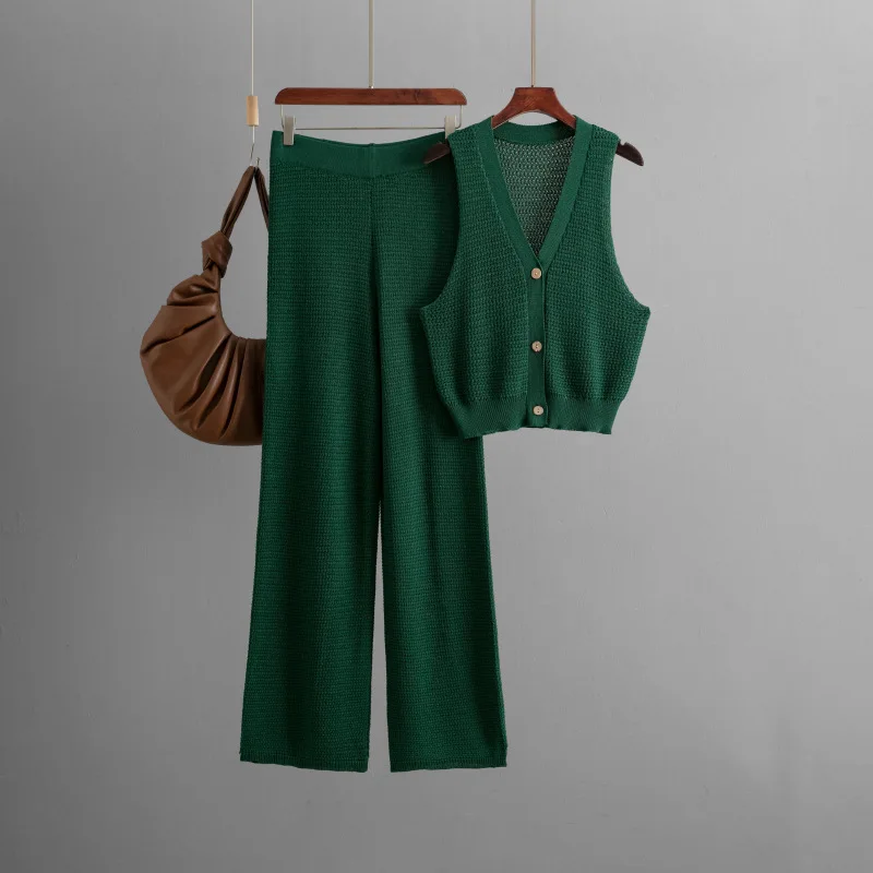 SuperAen Fashion Knitting Women's V-neck Sleeveless Vest Summer 2025 New High Waist Straight Pants Two-piece Sets
SuperAen Fashion Knitting Women's V-neck Sleeveless Vest Summer 2025 New High Waist Straight Pants Two-piece Sets