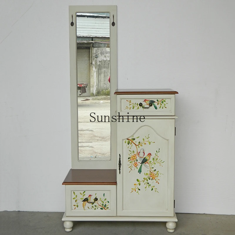 American-style old foyer, entrance cabinet, home shoe-changing stool, dressing mirror furniture
American-style old foyer, entrance cabinet, home shoe-changing stool, dressing mirror furniture