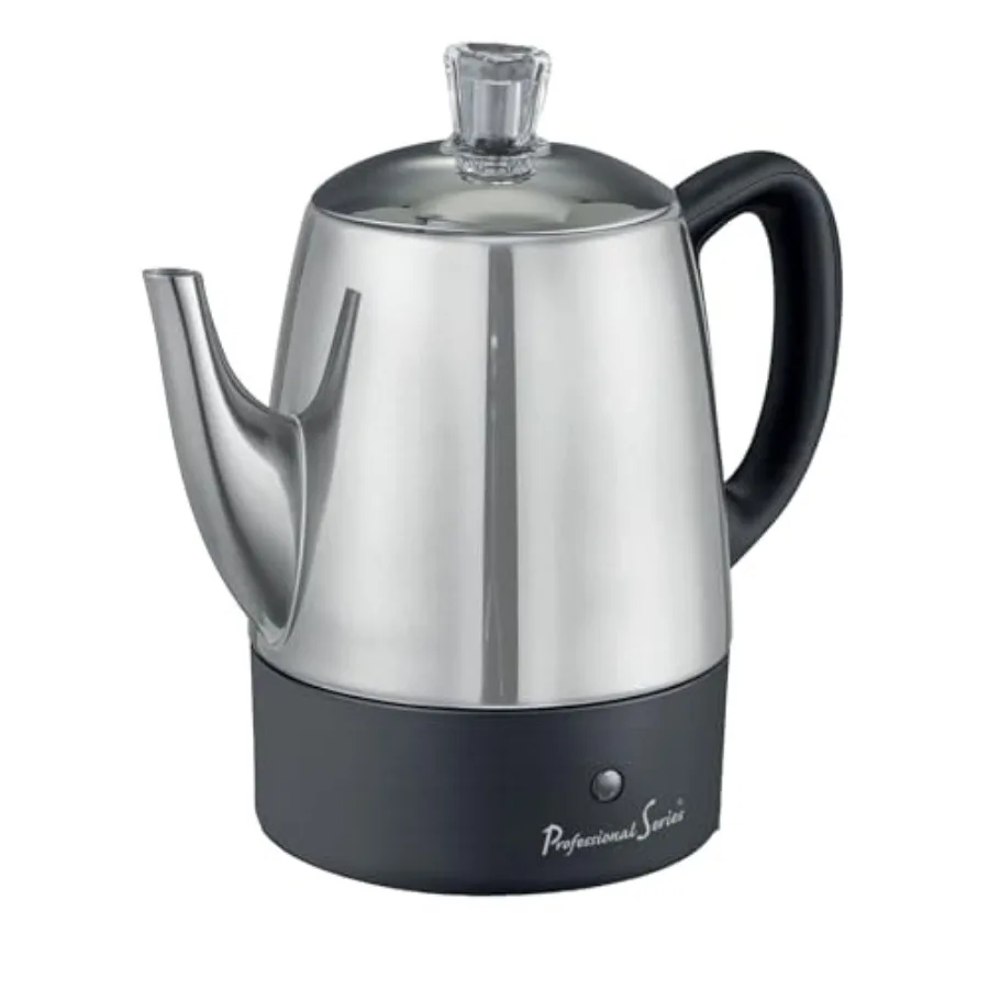 Percolator 8-Cup Keep Warm Function, Stainless Steel Body, Silver, Indicator Light for Home Kitchen Use
Percolator 8-Cup Keep Warm Function, Stainless Steel Body, Silver, Indicator Light for Home Kitchen Use