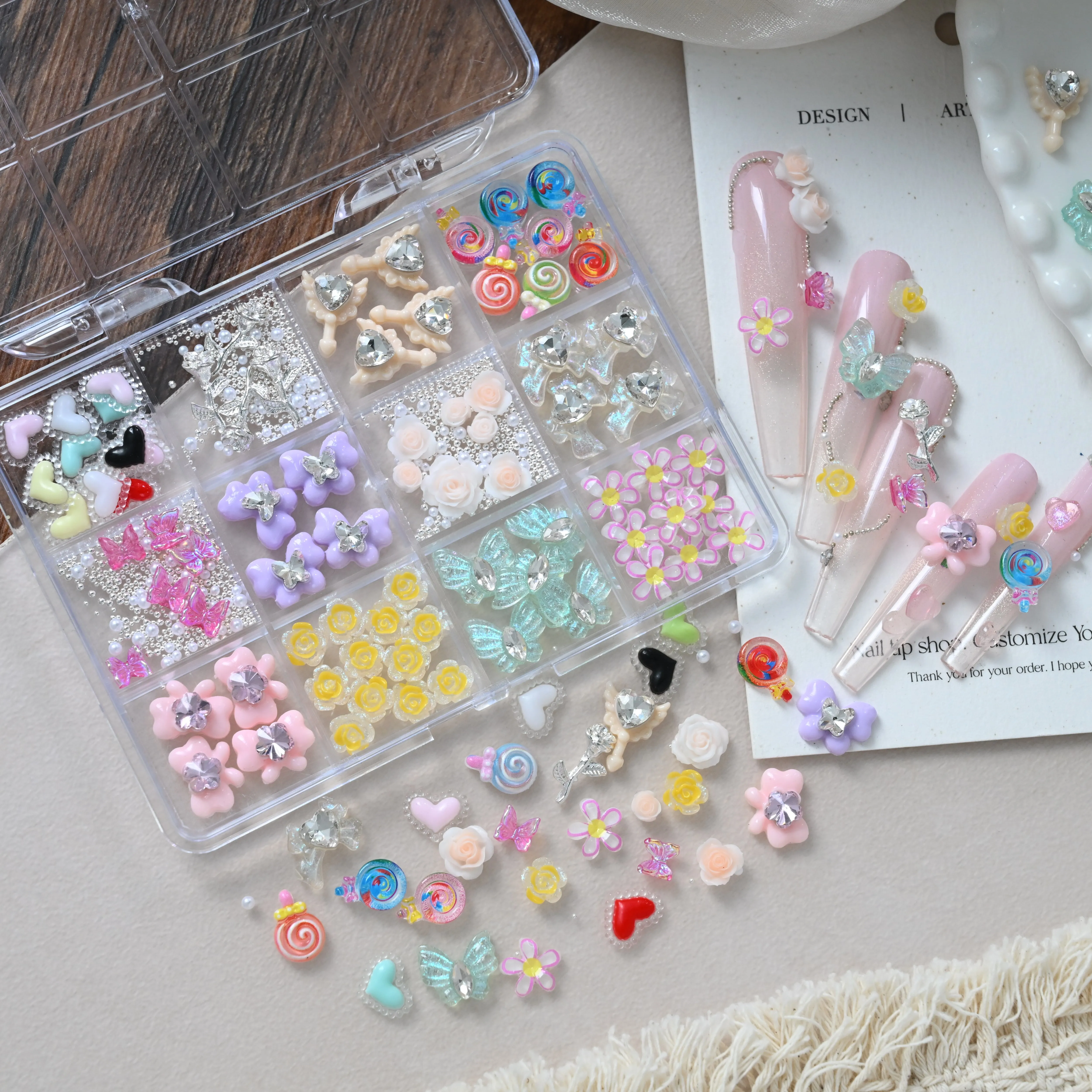 1Box Cute Flower Nail Charms Set 3D Resin Rose Daisy Bow Nail Art Decorations Lollipop Heart Gems for Girls DIY Manicure Salon *
1Box Cute Flower Nail Charms Set 3D Resin Rose Daisy Bow Nail Art Decorations Lollipop Heart Gems for Girls DIY Manicure Salon *