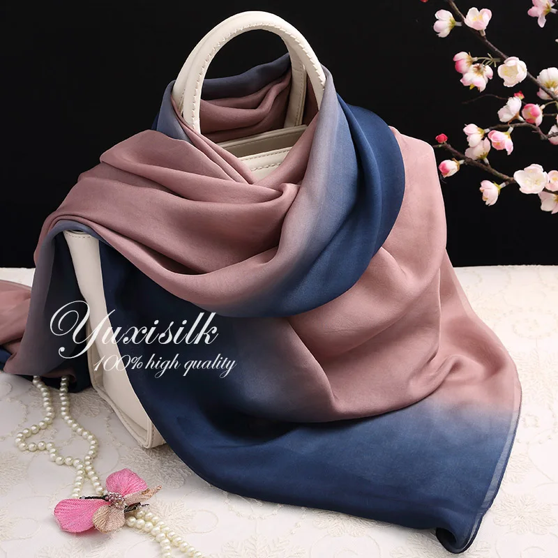 High Quality Blue Tuo Gradient Color Silk Long Scarf Women's Shawl Spring, Autumn, Winter and Summer All-Matching 
High Quality Blue Tuo Gradient Color Silk Long Scarf Women's Shawl Spring, Autumn, Winter and Summer All-Matching
