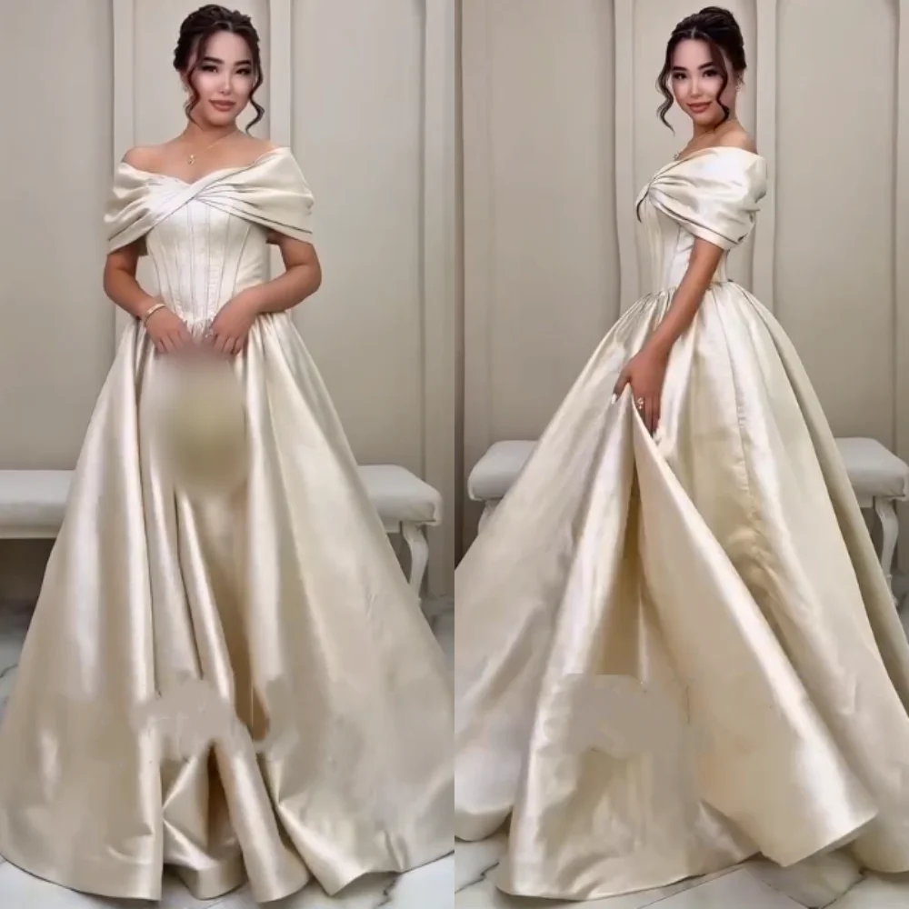 Customized Classic Exquisite Charmeuse Pleat A-line Off-the-shoulder Long Dresses Bespoke Occasion Elegant
Customized Classic Exquisite Charmeuse Pleat A-line Off-the-shoulder Long Dresses Bespoke Occasion Elegant