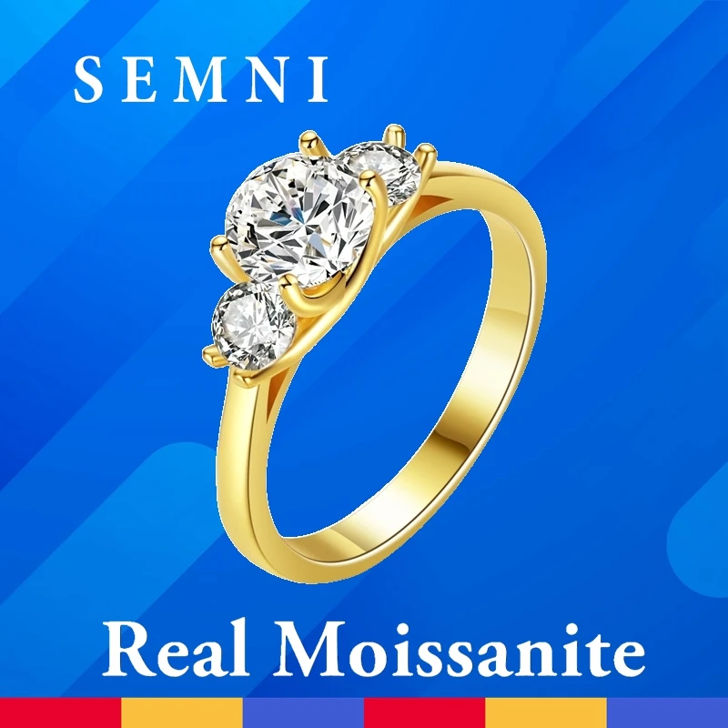 SEMNI 1.6ct 3 камня Муассанит бриллиантовое кольцо для женщин 14K позолоченное искусственное серебро обещание браслет любовь подарок ювелирные изделия
SEMNI 1.6ct 3 камня Муассанит бриллиантовое кольцо для женщин 14K позолоченное искусственное серебро обещание браслет любовь подарок ювелирные изделия