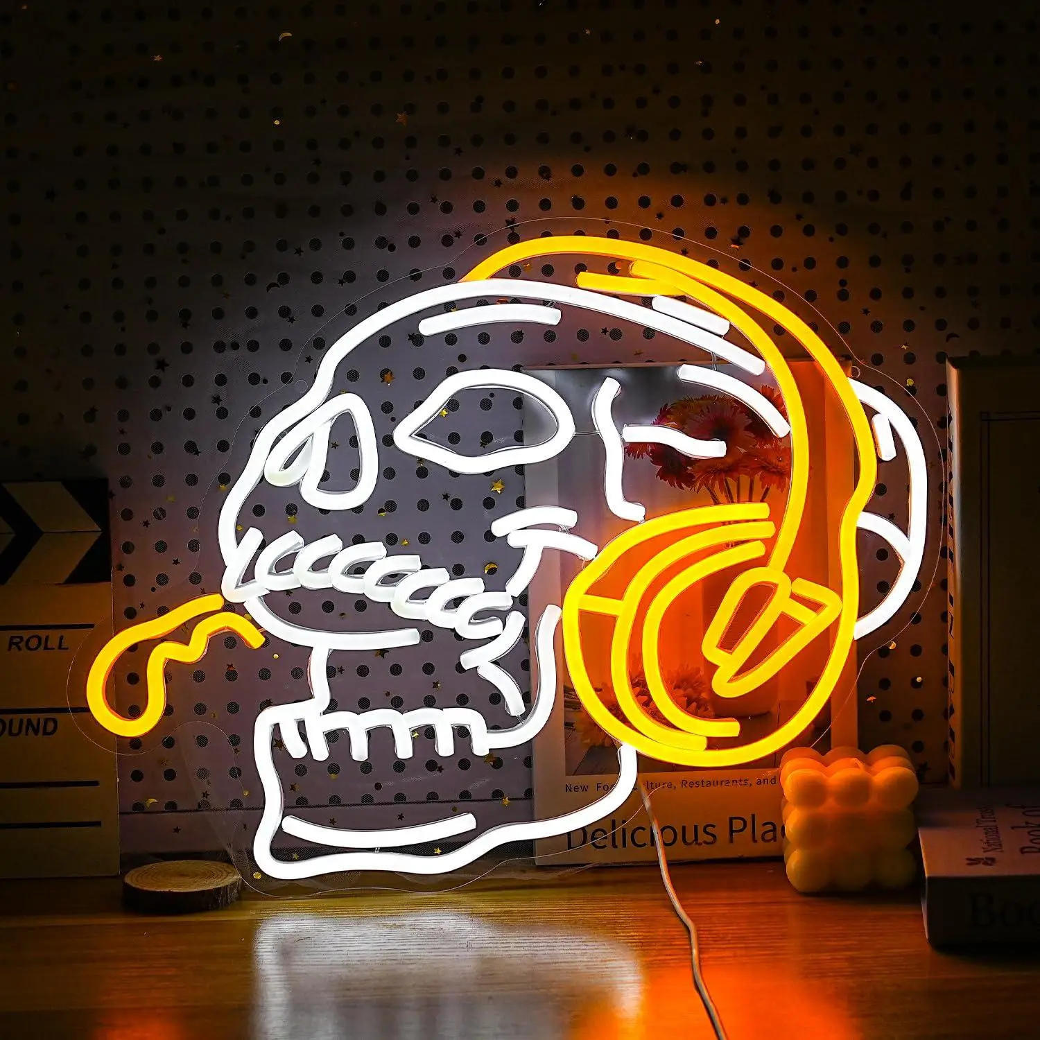 Skull Headphone Neon Sign USB Dimmable LED Neon Lights for Bedroom Bar Halloween Party Game Room Decoration Personalized Gifts
Skull Headphone Neon Sign USB Dimmable LED Neon Lights for Bedroom Bar Halloween Party Game Room Decoration Personalized Gifts