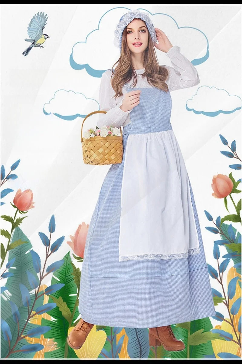 Adult Halloween Farm Girl Checkered Kitchen Skirt Parent-Child Style Country Girl Servant Outfit Blue Gingham Print Dress
Adult Halloween Farm Girl Checkered Kitchen Skirt Parent-Child Style Country Girl Servant Outfit Blue Gingham Print Dress