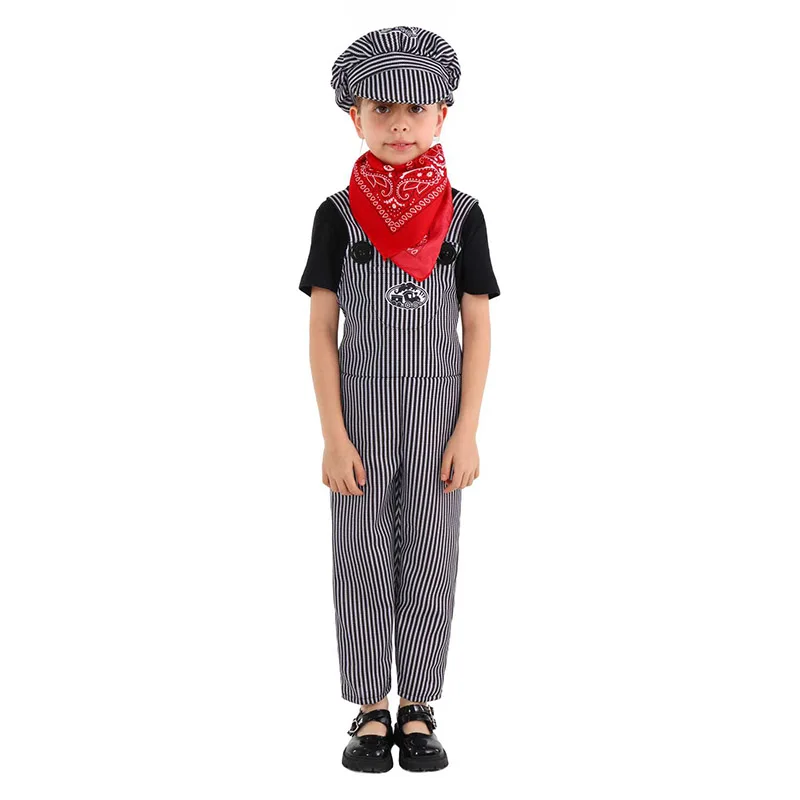 Toddler Train Engineer Suit Carnival Halloween Fancy Dress Up Vintage Striped Railroad Engineers Overalls Outfit For Enfant
Toddler Train Engineer Suit Carnival Halloween Fancy Dress Up Vintage Striped Railroad Engineers Overalls Outfit For Enfant