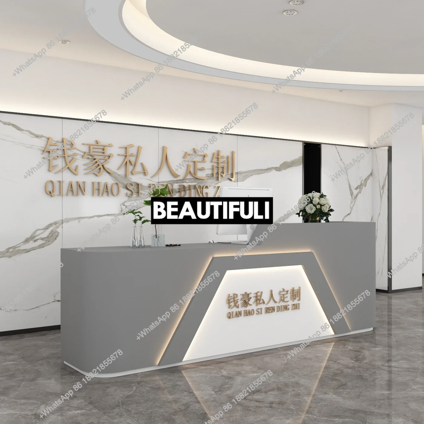 High-end Lacquer Reception Desk Creative Beauty Salon Cashier Desk Curved Hotel Welcome Office Desk
High-end Lacquer Reception Desk Creative Beauty Salon Cashier Desk Curved Hotel Welcome Office Desk