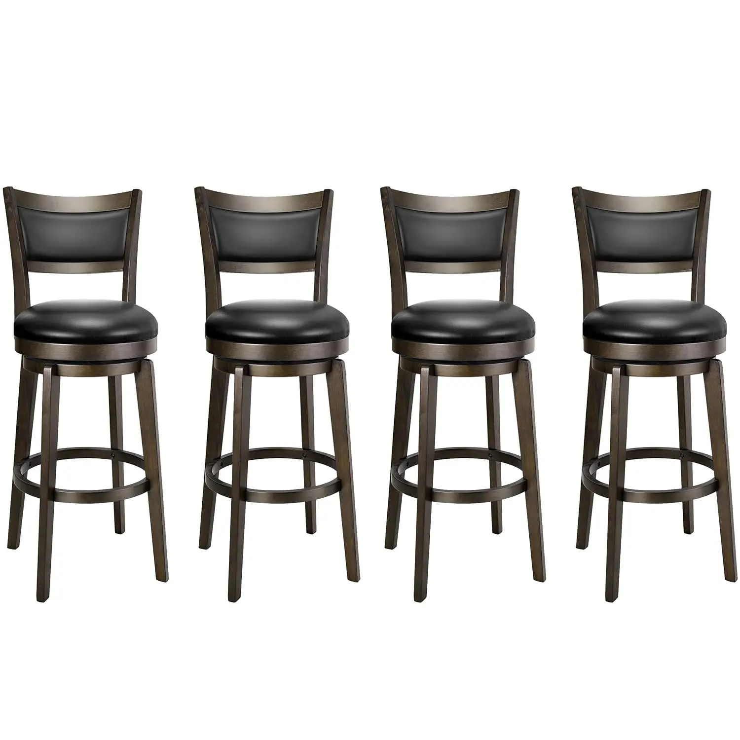 Swivel Bar Stools Set of 4, 30 Inch Bar Height Barstools, Black Faux Leather Bar Stool with High Backrest & Solid, Customized
Swivel Bar Stools Set of 4, 30 Inch Bar Height Barstools, Black Faux Leather Bar Stool with High Backrest & Solid, Customized