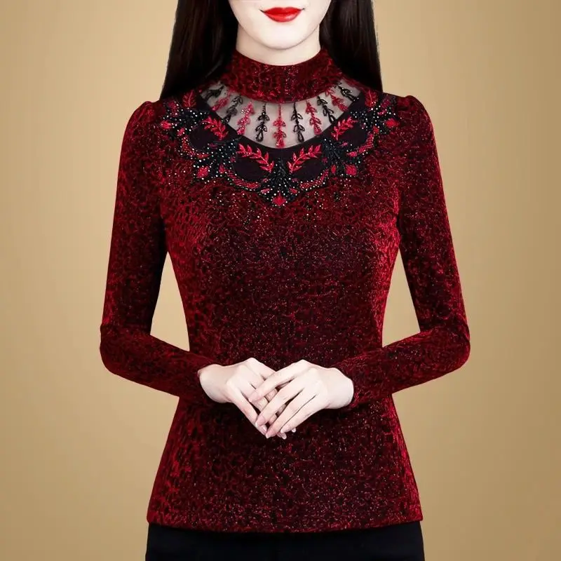 2023 New Spring and Autumn Fashion Style High Neck Lace Hollow Beaded Jacquard Slim Fit Versatile Long Sleeve T-shirt Women
2023 New Spring and Autumn Fashion Style High Neck Lace Hollow Beaded Jacquard Slim Fit Versatile Long Sleeve T-shirt Women