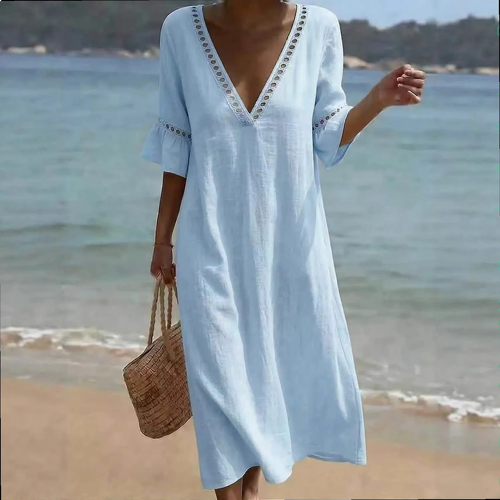 Elegant Casual Round Neck Mid Sleeve Solid Women Dress Dresses Spring Summer Matching Set
Elegant Casual Round Neck Mid Sleeve Solid Women Dress Dresses Spring Summer Matching Set
