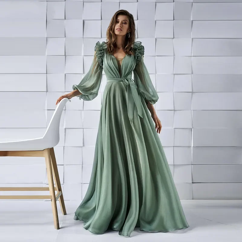 Flavinke Long Puff Sleeves Evening Dresses 2024 with Belt V-Neck Ruched Zipper Party Prom Gowns Sweep Train Vestidos De Novia
Flavinke Long Puff Sleeves Evening Dresses 2024 with Belt V-Neck Ruched Zipper Party Prom Gowns Sweep Train Vestidos De Novia