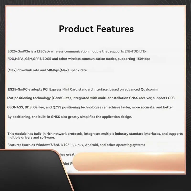 Mini Pcie LTE CAT4 Module Wireless Communication 150Mbps/50Mbps For Global Band For M2M IOT Field
Mini Pcie LTE CAT4 Module Wireless Communication 150Mbps/50Mbps For Global Band For M2M IOT Field