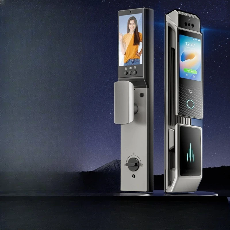 Dual screen dual camera face internal and external fingerprint lock, full color night vision facial recognition smart lock
Dual screen dual camera face internal and external fingerprint lock, full color night vision facial recognition smart lock