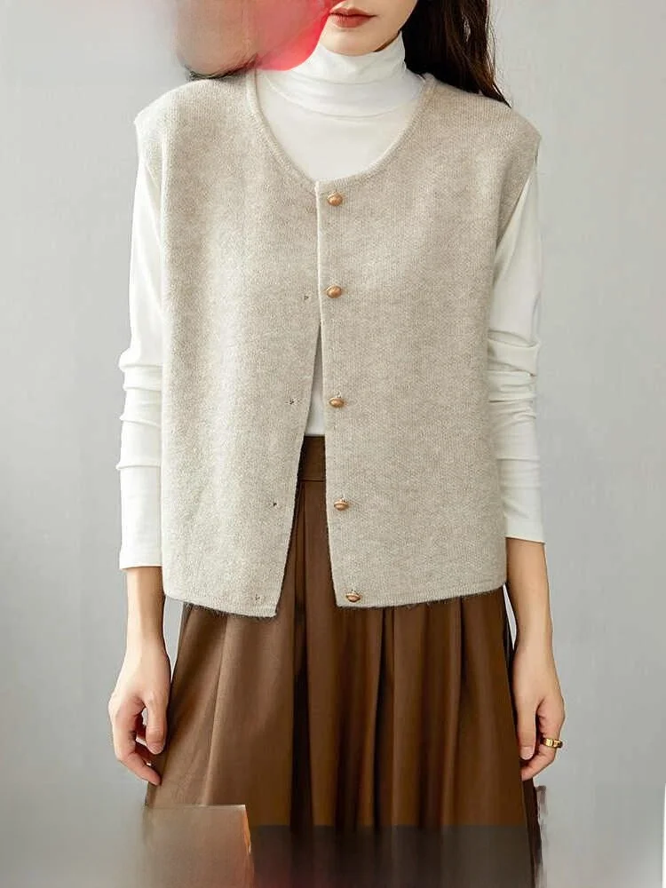 Ladies Knitted Wool Vest Sleeveless Sweater Spring Season Layering Open Cardigan Shoulder Top Comfortable Regular Length
Ladies Knitted Wool Vest Sleeveless Sweater Spring Season Layering Open Cardigan Shoulder Top Comfortable Regular Length
