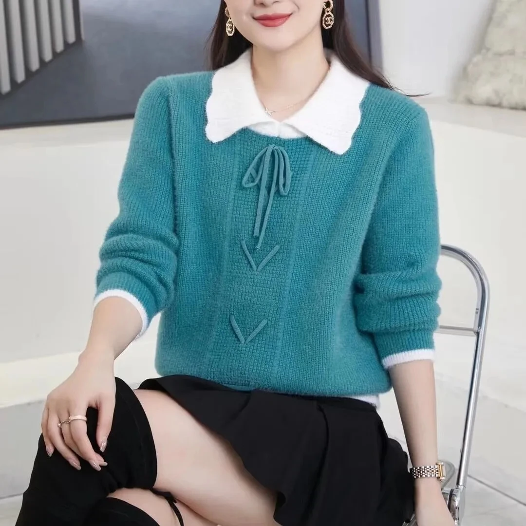 Autumn Winter Women Sweater Pullover 2024 New Fashion Doll Collar Long Sleeved Slim Knitted Sweater Underlay Outwear Female Tops
Autumn Winter Women Sweater Pullover 2024 New Fashion Doll Collar Long Sleeved Slim Knitted Sweater Underlay Outwear Female Tops