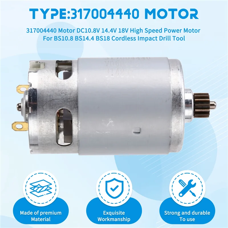A52I-317004440 Motor DC10.8V 14.4V 18V Highspeed Power Motor For METABO BS10.8 BS14.4 BS18 Cordless Impact Drill Tool
A52I-317004440 Motor DC10.8V 14.4V 18V Highspeed Power Motor For METABO BS10.8 BS14.4 BS18 Cordless Impact Drill Tool