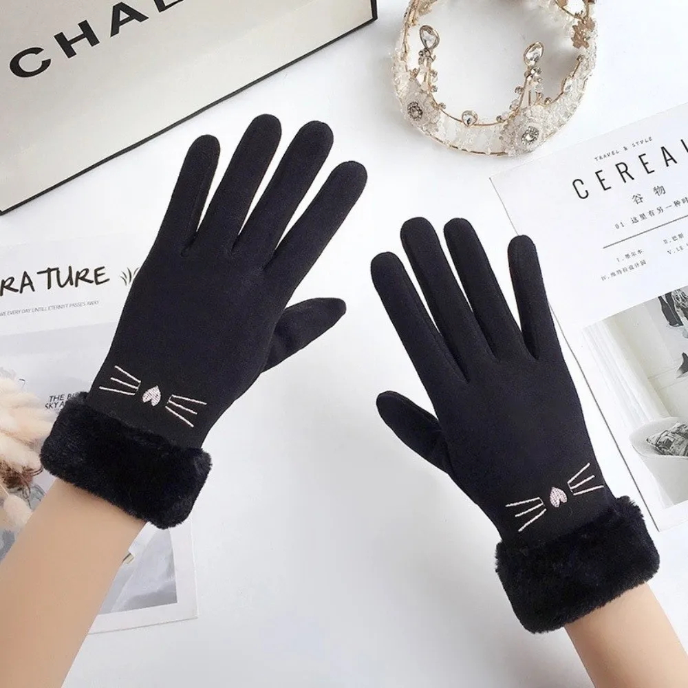 New Winter Gloves Touchable Screen Warm Driving Mittens Cute Cat Embroidery Full Finger Windproof Cold Proof Gloves Women
New Winter Gloves Touchable Screen Warm Driving Mittens Cute Cat Embroidery Full Finger Windproof Cold Proof Gloves Women