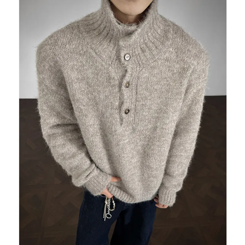 Мужской утепленный свитер с высоким воротником, теплая базовая одежда, повседневная вязаная кофта, зимняя модная рубашка на пуговицах с длинным рукавом
Мужской утепленный свитер с высоким воротником, теплая базовая одежда, повседневная вязаная кофта, зимняя модная рубашка на пуговицах с длинным рукавом